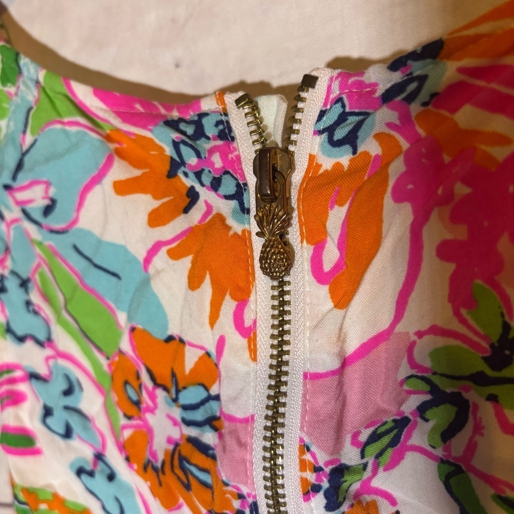 Lilly Pulitzer Zip up Floral Sleeveless Tropical Fit and Flare Tank top Medium - Picture 4 of 8